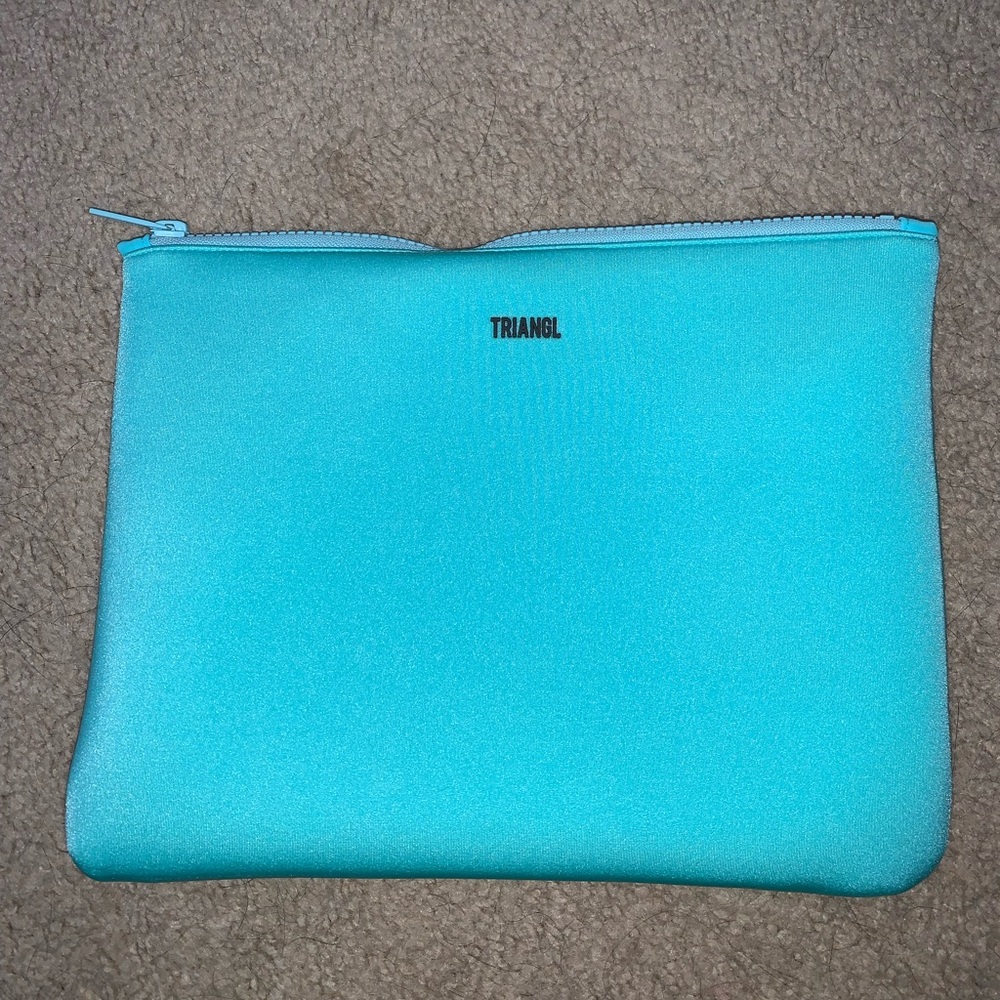 light blue triangl swim suit bag